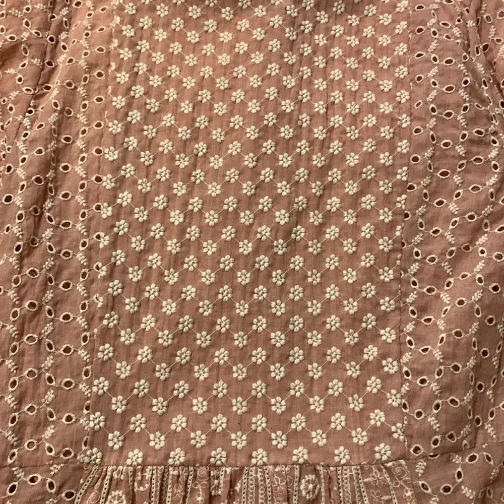 ZARA Malina Coquette Embroidered Pink White Floral Midi Dress 100% Cotton SZ S - Picture 7 of 12